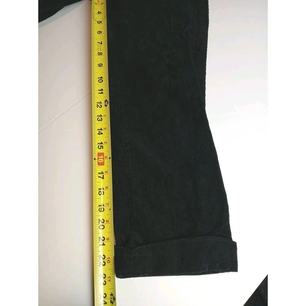 J.Crew Stretch‎ City Fit Corduroy Cuffed Black Capri Slash Pockets Size 2